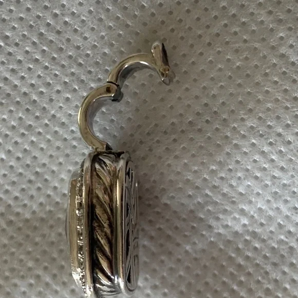 David Yurman Albion Necklace Pendant Smoky Quartz & Pave Diamond 18k & Sterling - Picture 10 of 13